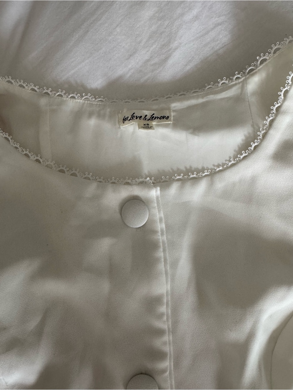 For Love And Lemons White Lace-Trim Button Mini Dress - Picture 4 of 4